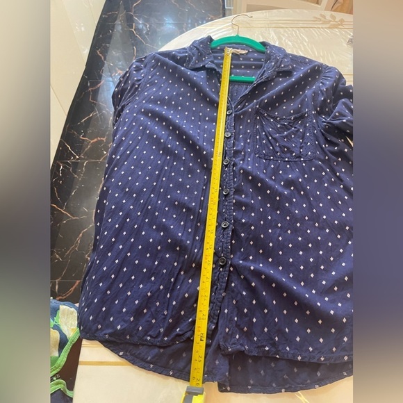 BeachLunchLounge Long Sleeve Blue & white shirt Blouse Top Sz M Nautical - Picture 5 of 8